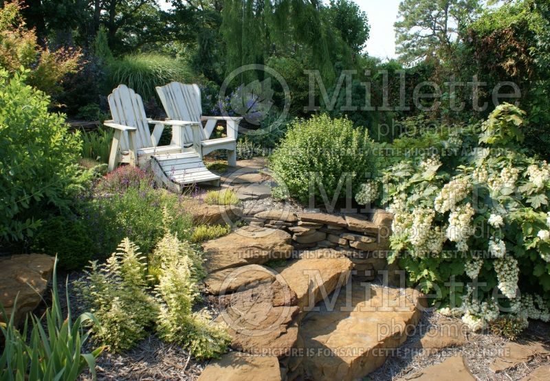Provide a seating area in the garden - bench (Garden accents and garden designs) 24  